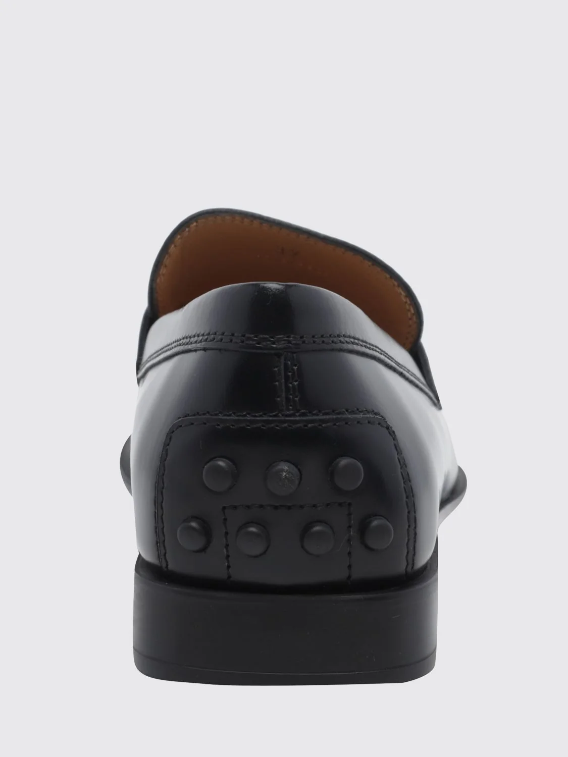 brushed leather loafers with strap and metal logo