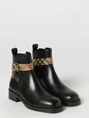 huntley leather biker ankle boots with vintage check inserts