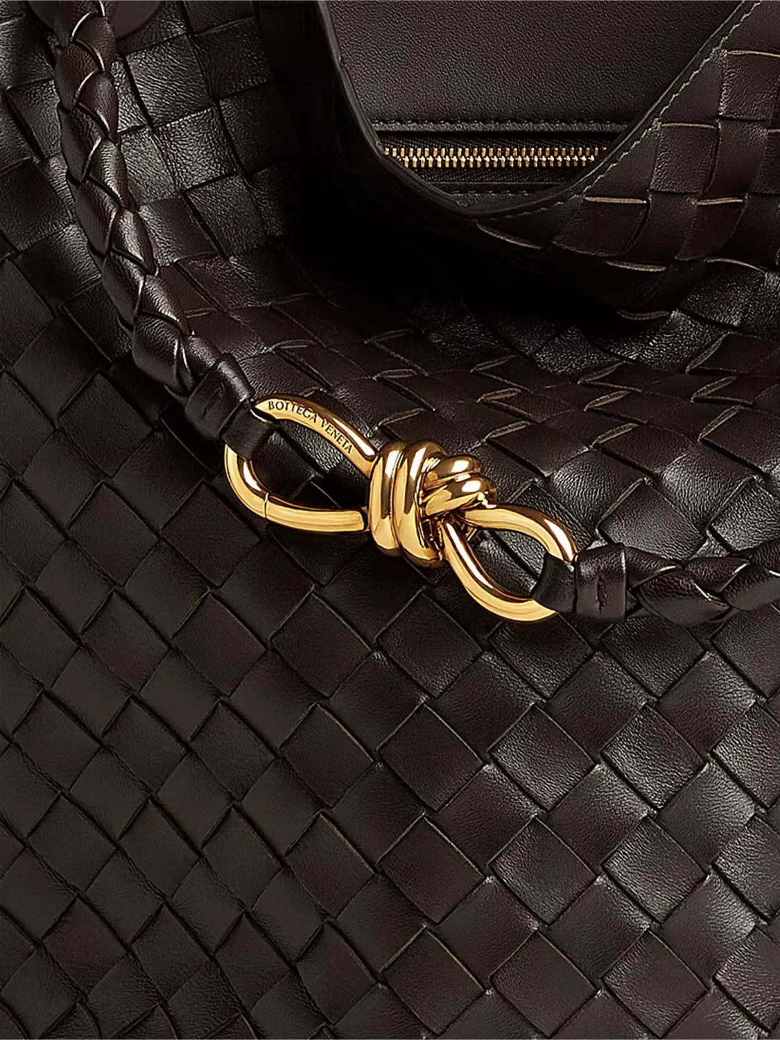andiamo woven lambskin bucket bag with adjustable strap