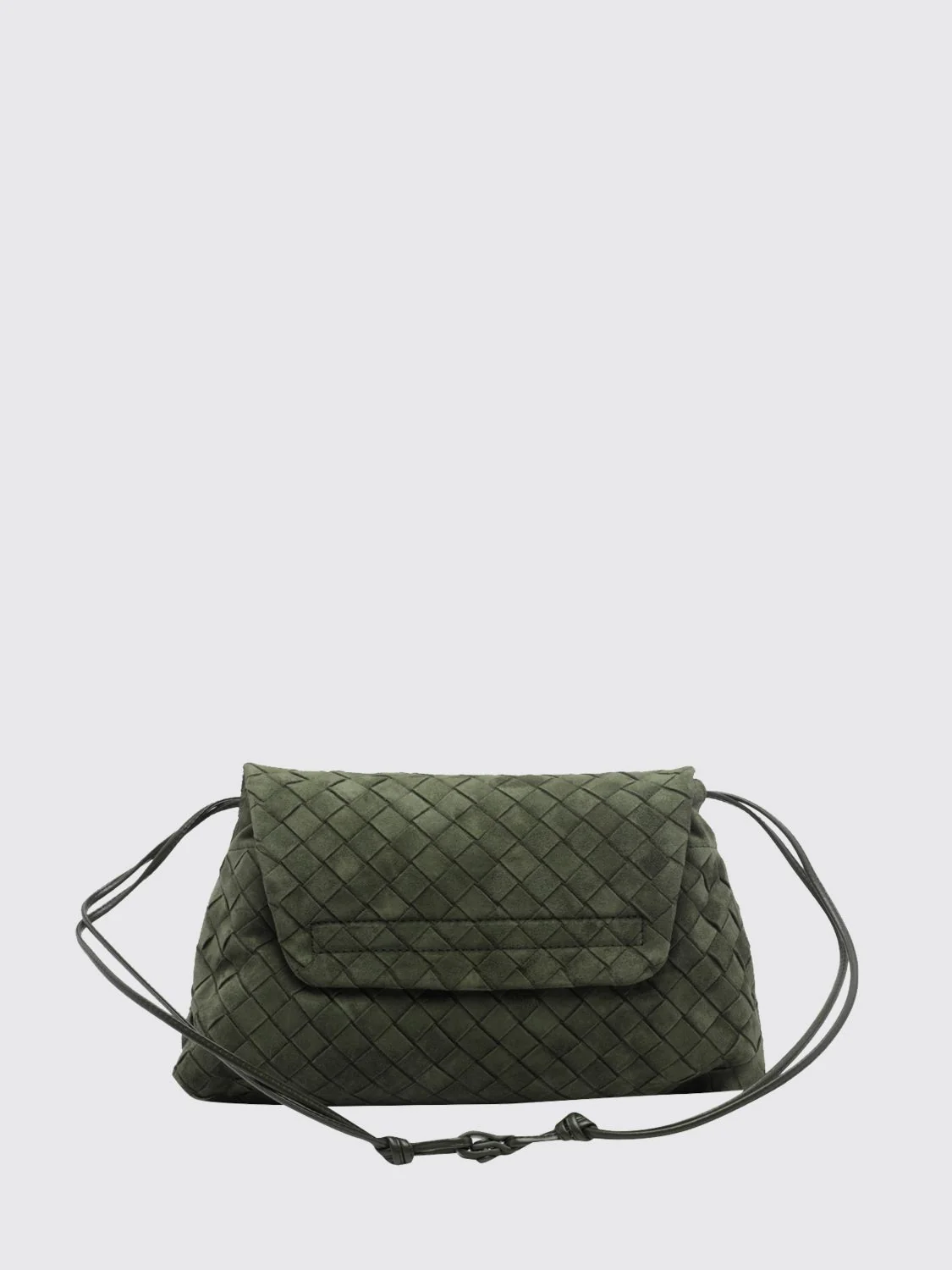 giorno woven calfskin shoulder bag with flap closure