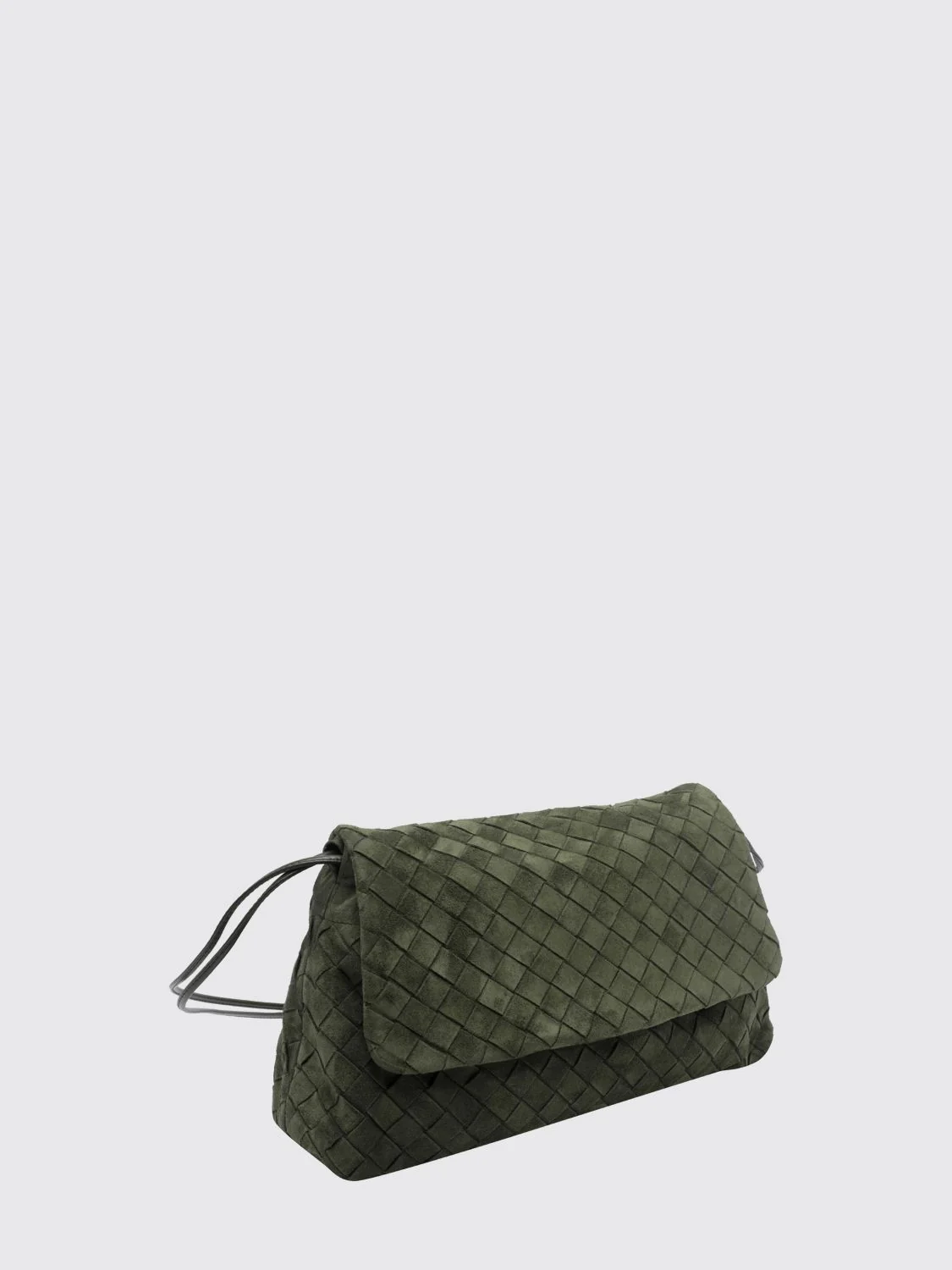 giorno woven calfskin shoulder bag with flap closure