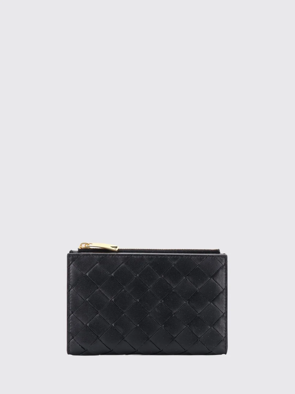 BOTTEGA VENETA OS bifold woven calfskin wallet with card slots and zip pocket