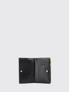 bifold woven calfskin wallet with card slots and zip pocket