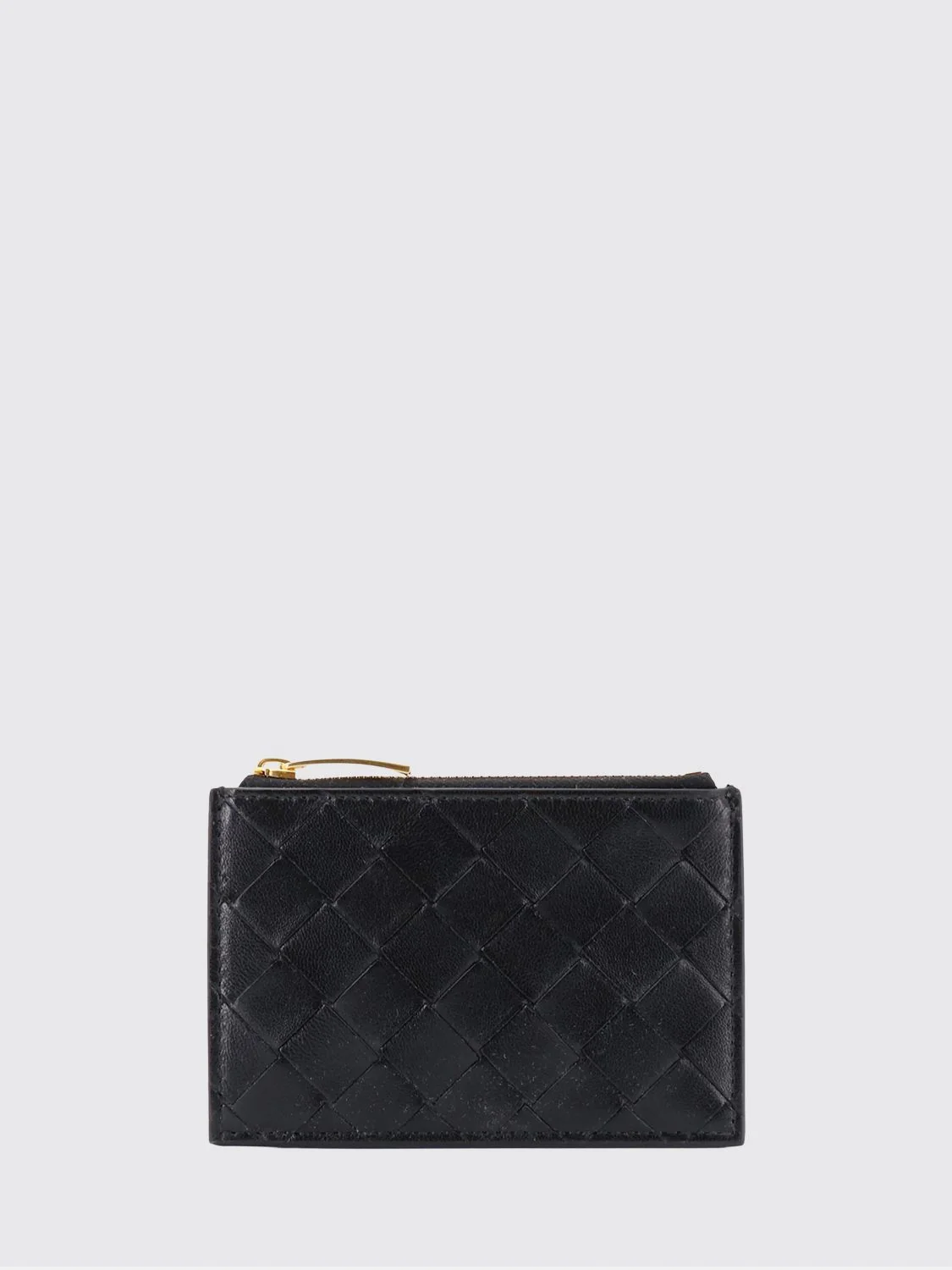 BOTTEGA VENETA OS flat woven nappa leather card holder with zipped pocket