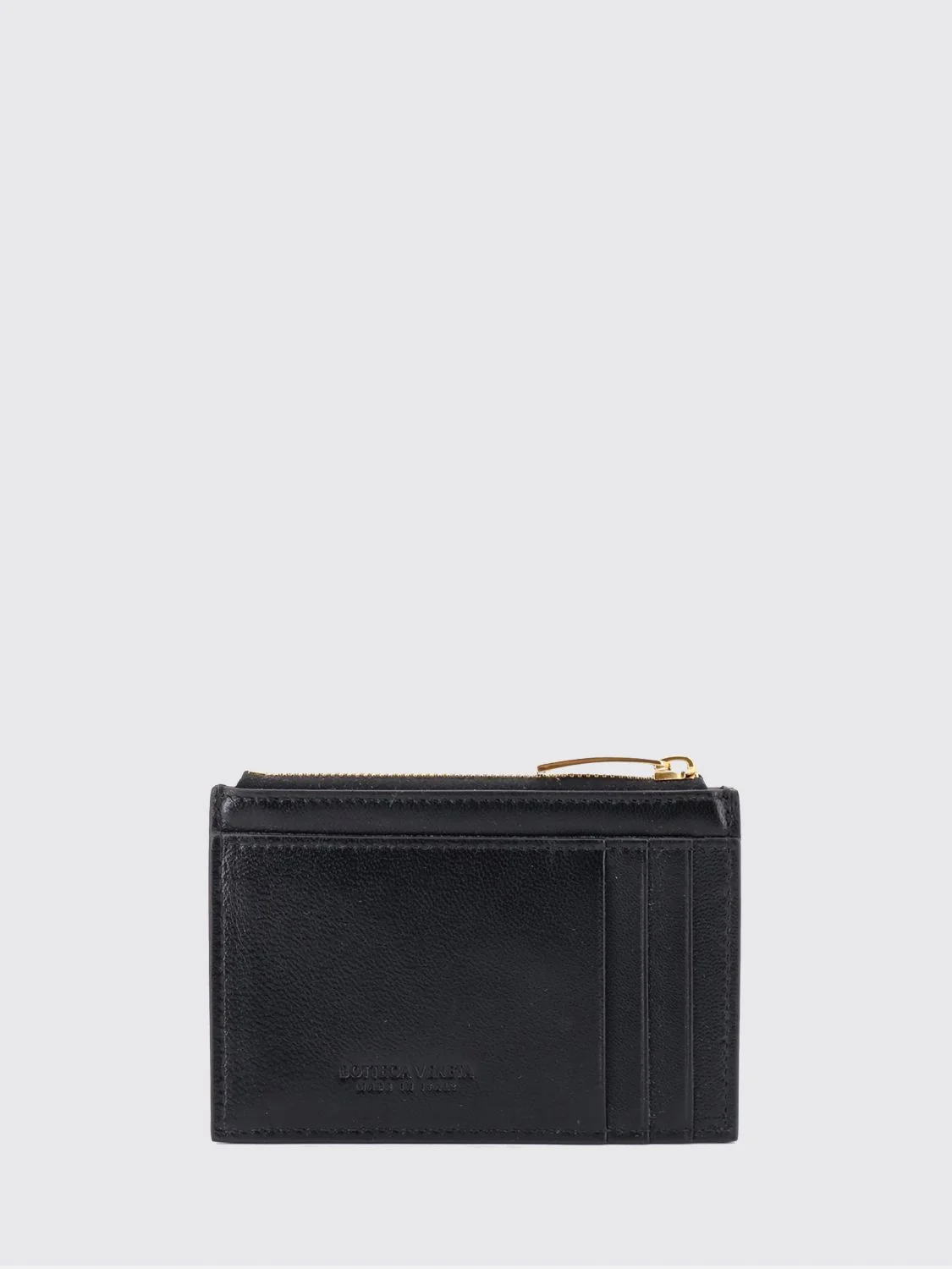 BOTTEGA VENETA OS flat woven nappa leather card holder with zipped pocket