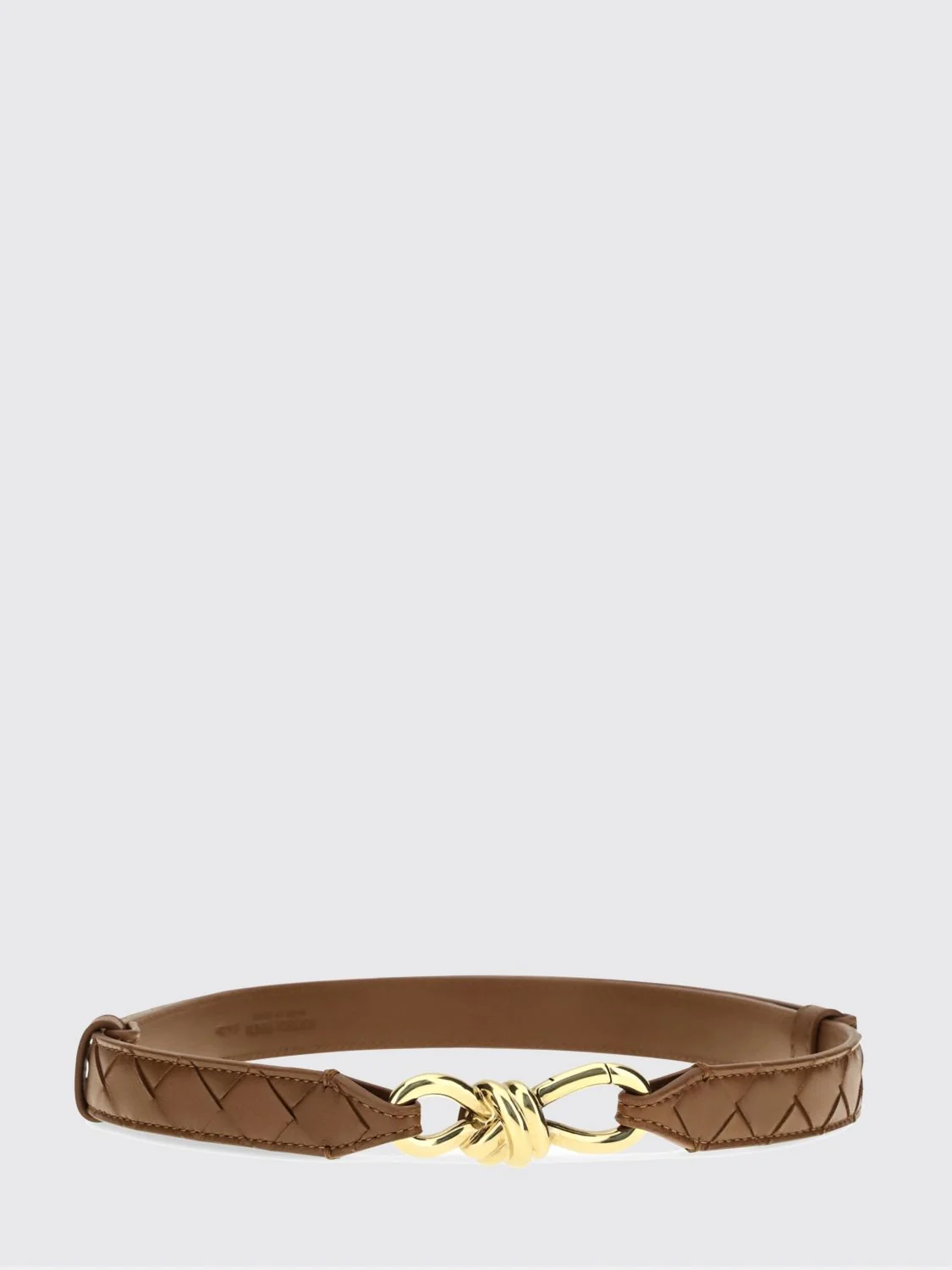 BOTTEGA VENETA 75 smooth leather belt with metal buckle
