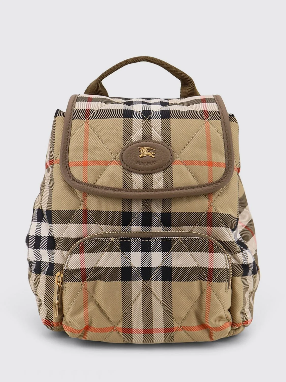 horseshoe nylon backpack with vintage check pattern and ekd logo