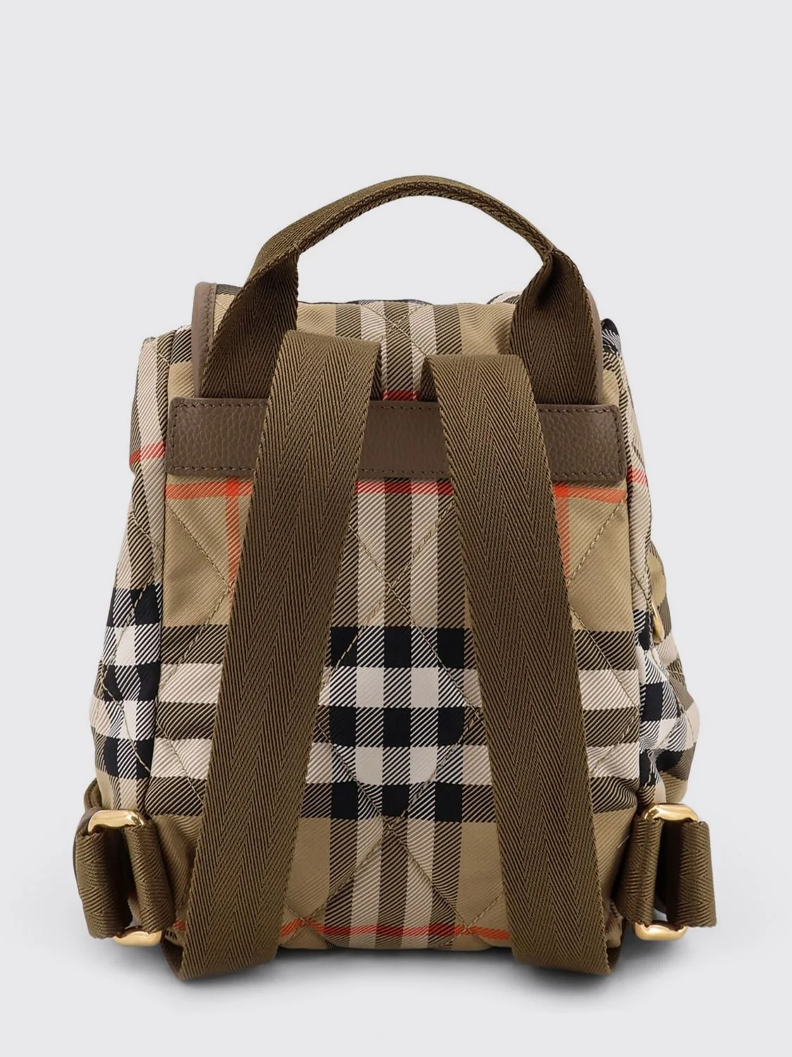 BURBERRY OS horseshoe nylon backpack with vintage check pattern and ekd logo