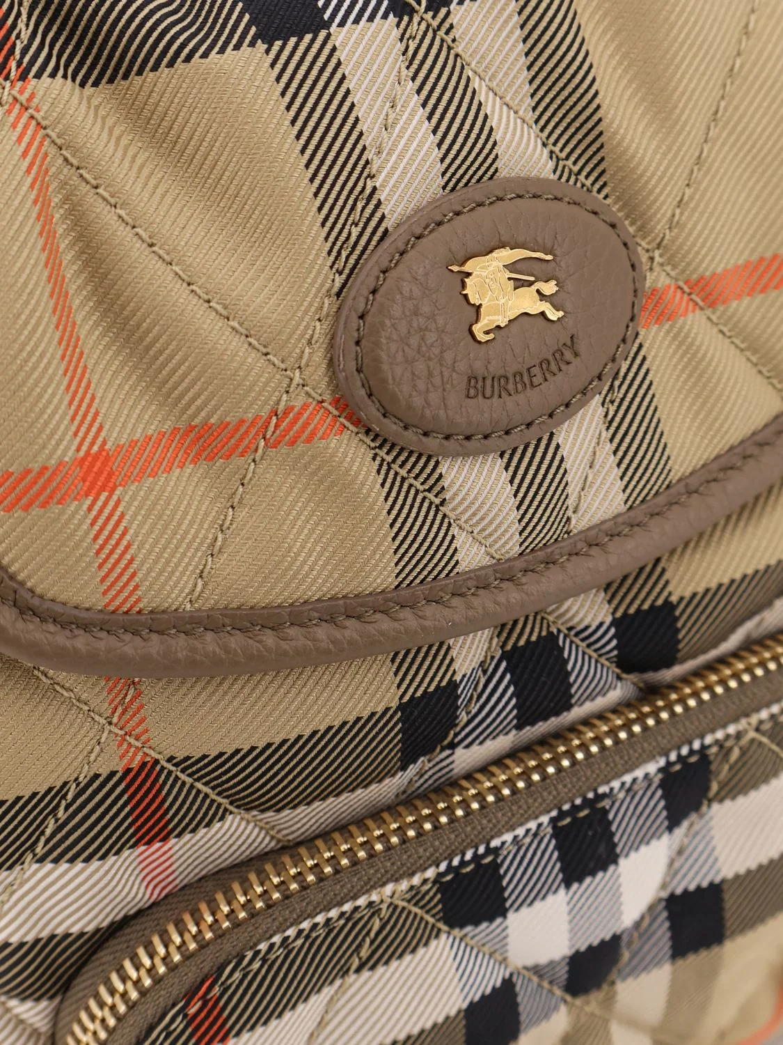 horseshoe nylon backpack with vintage check pattern and ekd logo