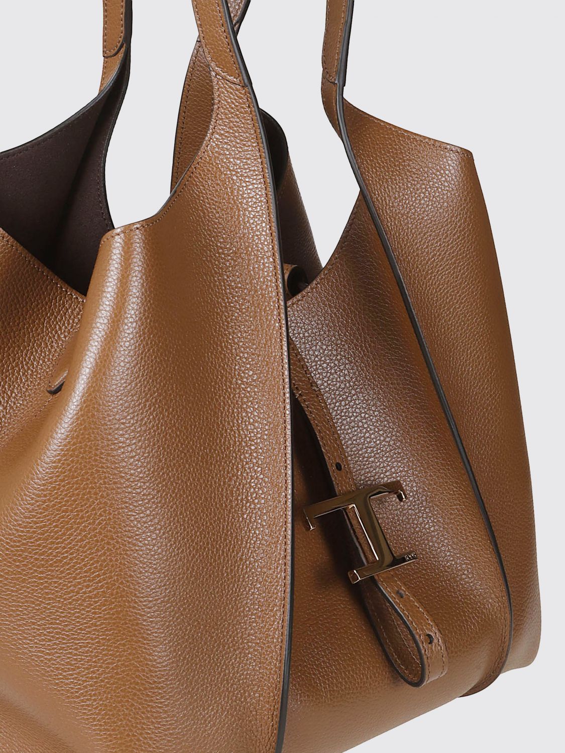 t timeless calfskin shopping bag with logo and removable pouch