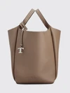 hammered leather bucket bag with double handle and charm