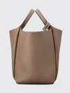 hammered leather bucket bag with double handle and charm