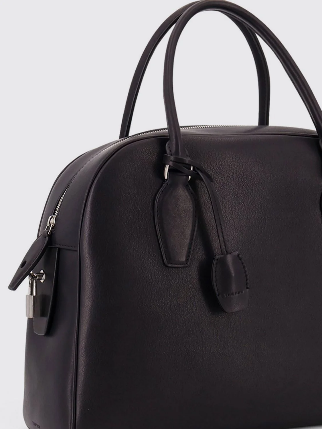 india bowling bag in calf leather with double handle and charm