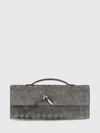 andiamo intrecciato suede leather clutch