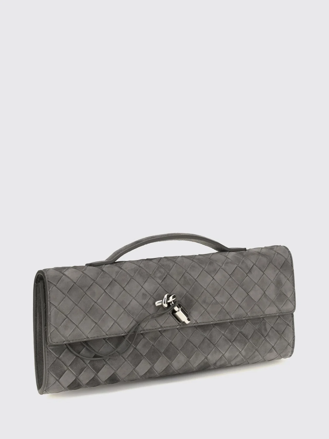 andiamo intrecciato suede leather clutch