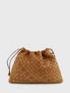 dustbag woven calfskin clutch with drawstring closure