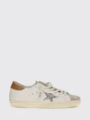 super-star leather sneakers with glitter logo and distressed effect