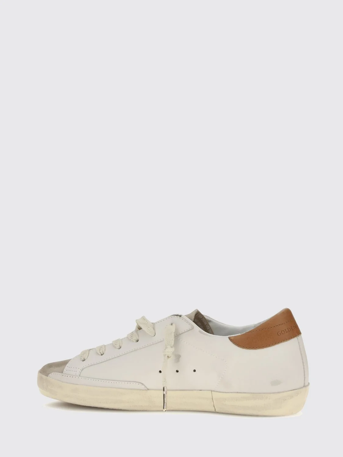 super-star leather sneakers with glitter logo and distressed effect