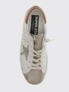 super-star leather sneakers with glitter logo and distressed effect