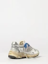 dad leather and mesh sneakers with distressed effect and applied logo
