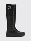 chloé delia knee-high lambskin boots with platform sole and round toe