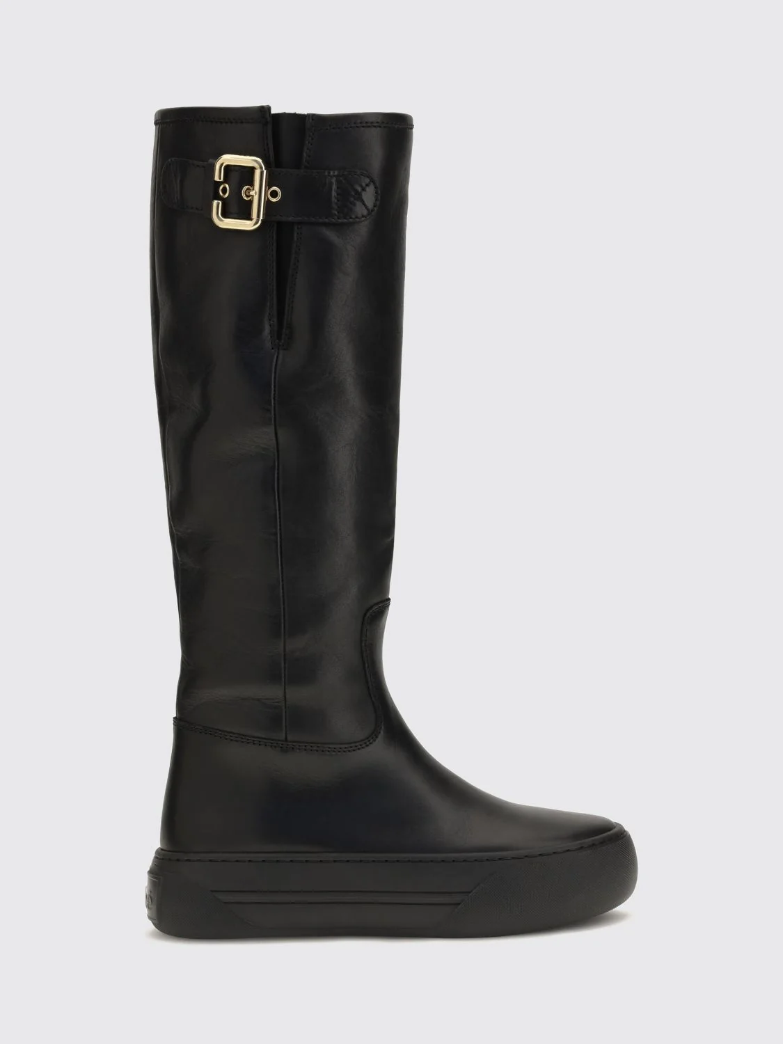 chloé delia knee-high lambskin boots with platform sole and round toe