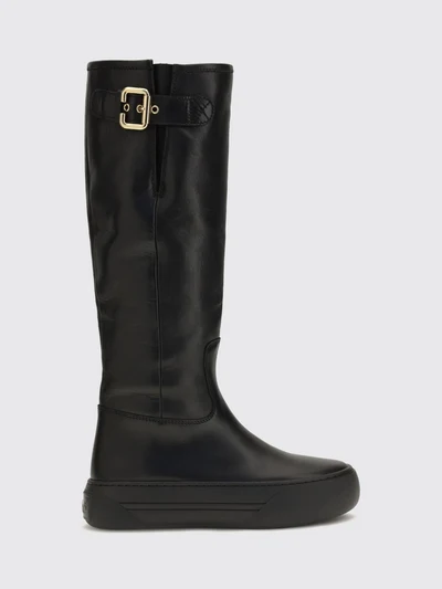 chloé delia knee-high lambskin boots with platform sole and round toe