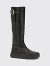 chloé delia knee-high lambskin boots with platform sole and round toe