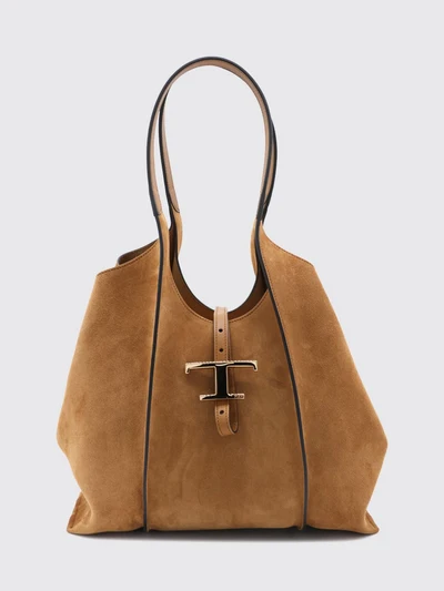 large t timeless suede shoulder bag with pouch
