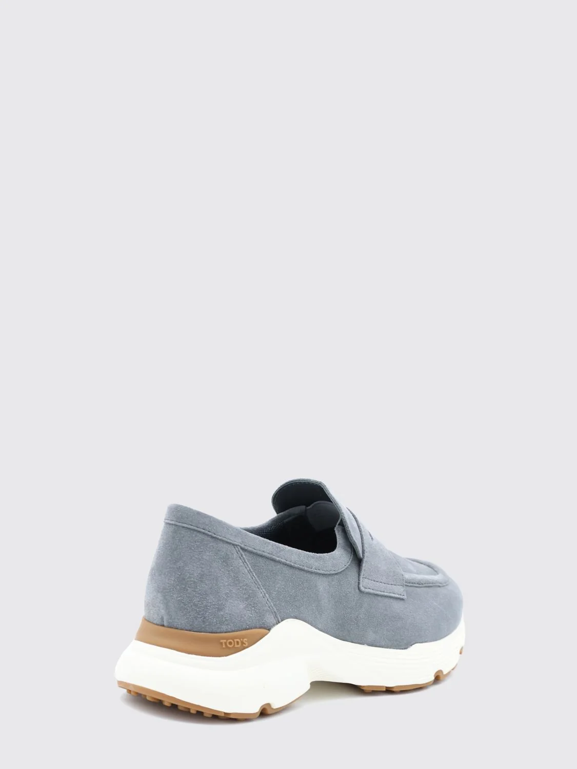 suede loafers with penny bar and rubber sole