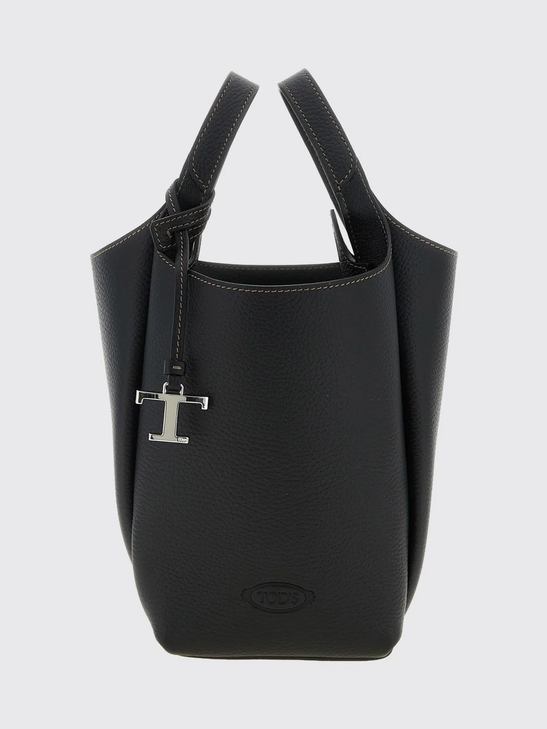 small hammered leather bucket bag with removable shoulder strap