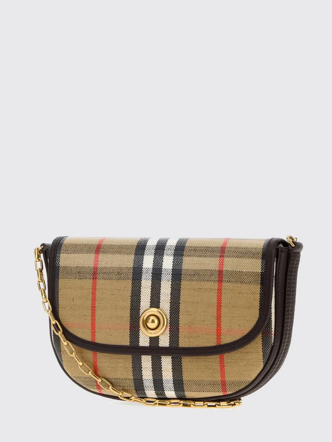 highlands mini vintage check crossbody bag in linen and cotton