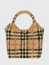 margate mini vintage check tote bag in raffia with removable strap
