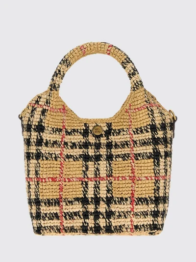 margate mini vintage check tote bag in raffia with removable strap
