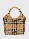 margate mini vintage check tote bag in raffia with removable strap