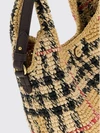 margate mini vintage check tote bag in raffia with removable strap