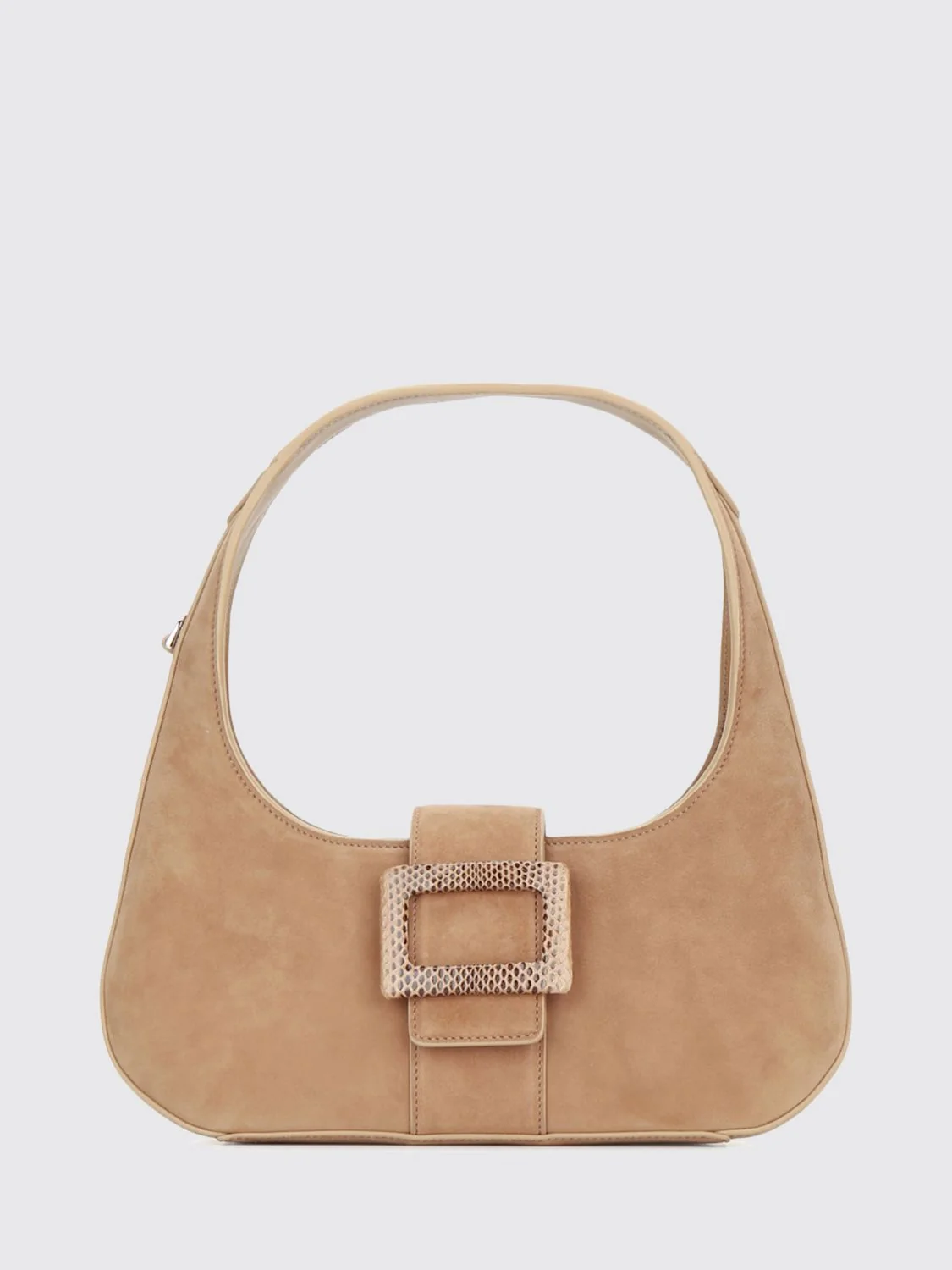 belle vivier suede shoulder bag with logo plaque