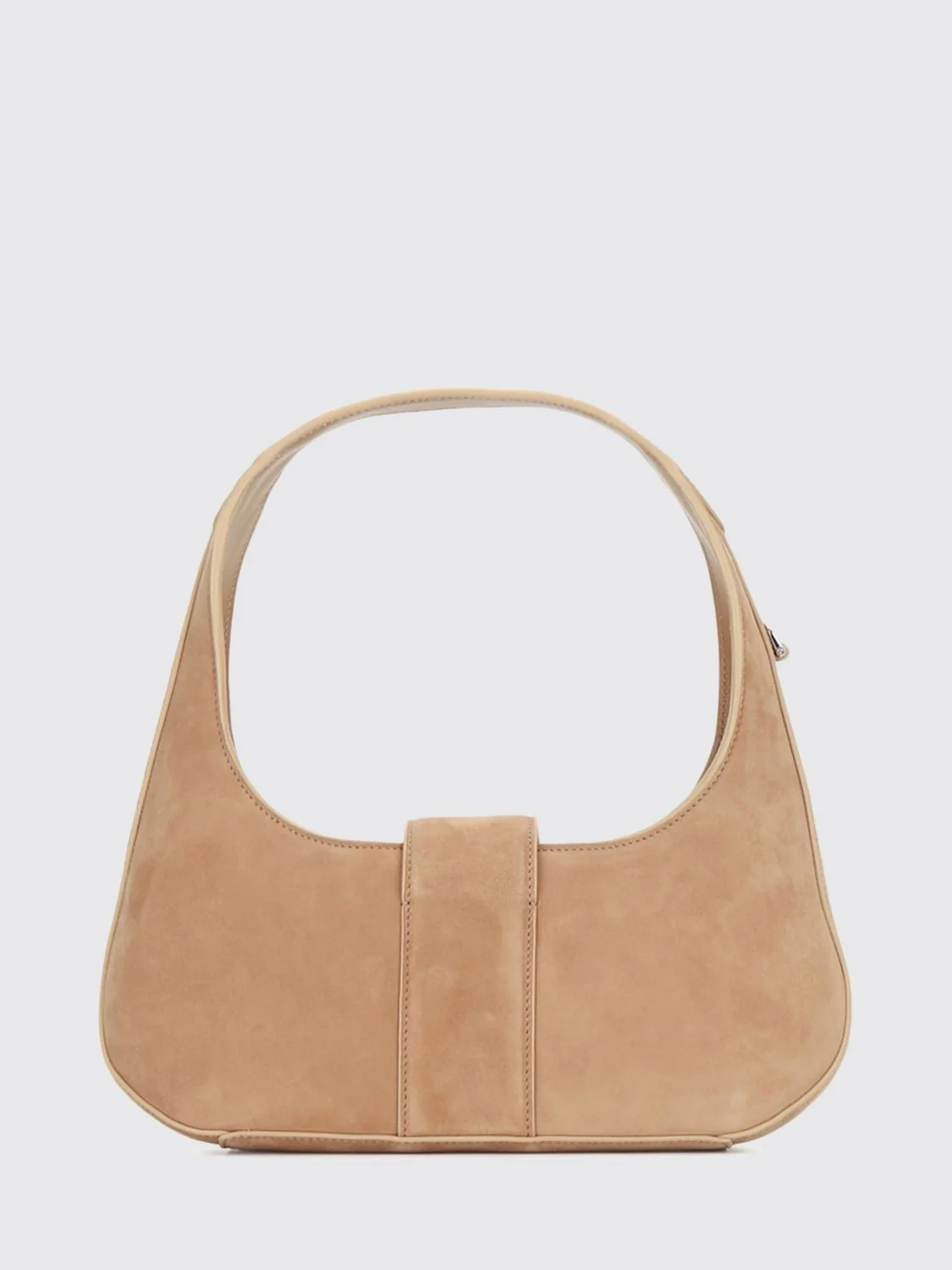 belle vivier suede shoulder bag with logo plaque