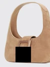belle vivier suede shoulder bag with logo plaque