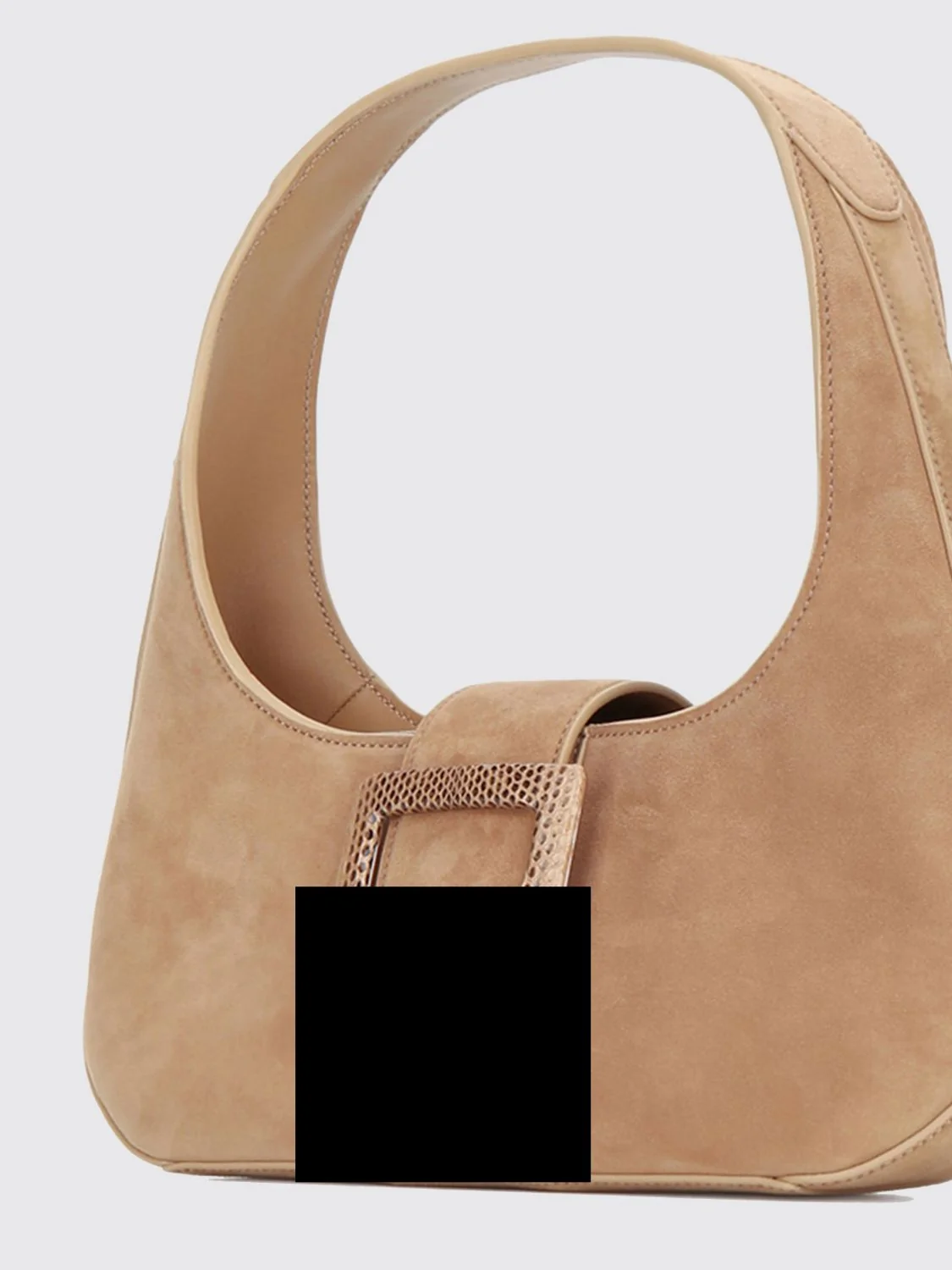 belle vivier suede shoulder bag with logo plaque