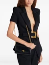 smooth leather mini top handle bag with pb monogram and removable strap