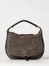 chloé marcie suede shoulder bag with woven handle