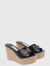 leda wedge sandals in smooth calfskin with monogram and high heel