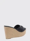 leda wedge sandals in smooth calfskin with monogram and high heel