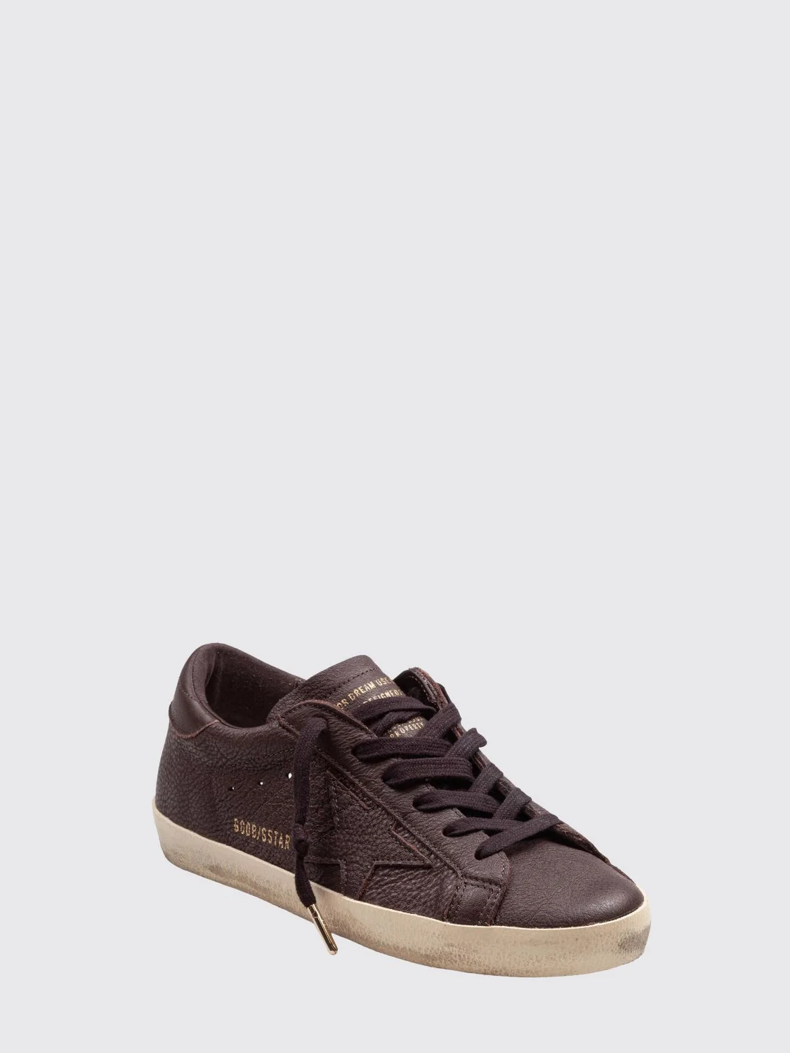 GOLDEN GOOSE 36 super-star grained cowhide leather sneakers with laminated logo
