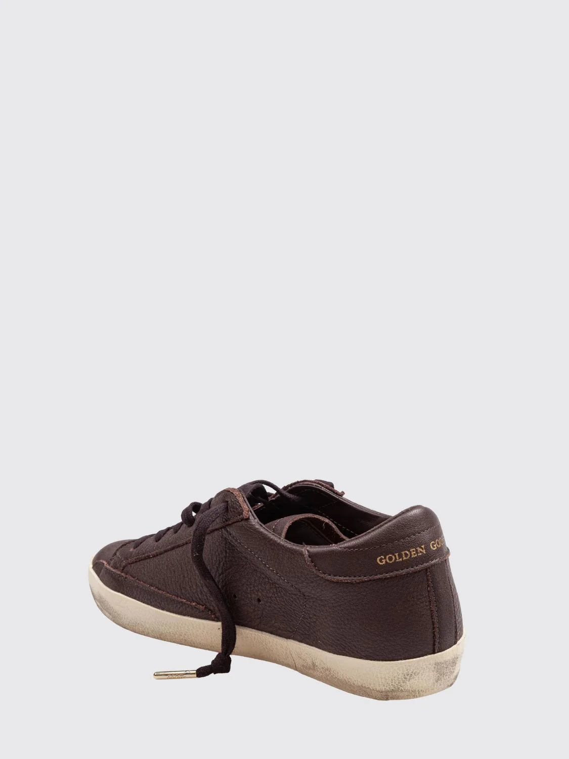 super-star grained cowhide leather sneakers with laminated logo