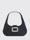 pilgrim black satin shoulder bag with jewel buckle