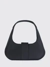 pilgrim black satin shoulder bag with jewel buckle