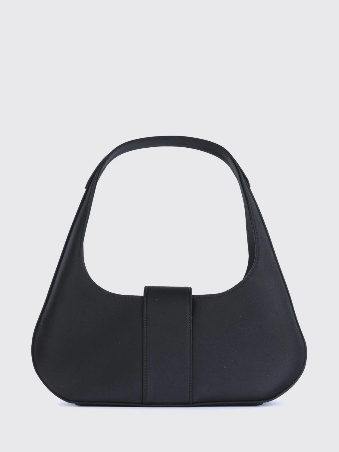 pilgrim black satin shoulder bag with jewel buckle