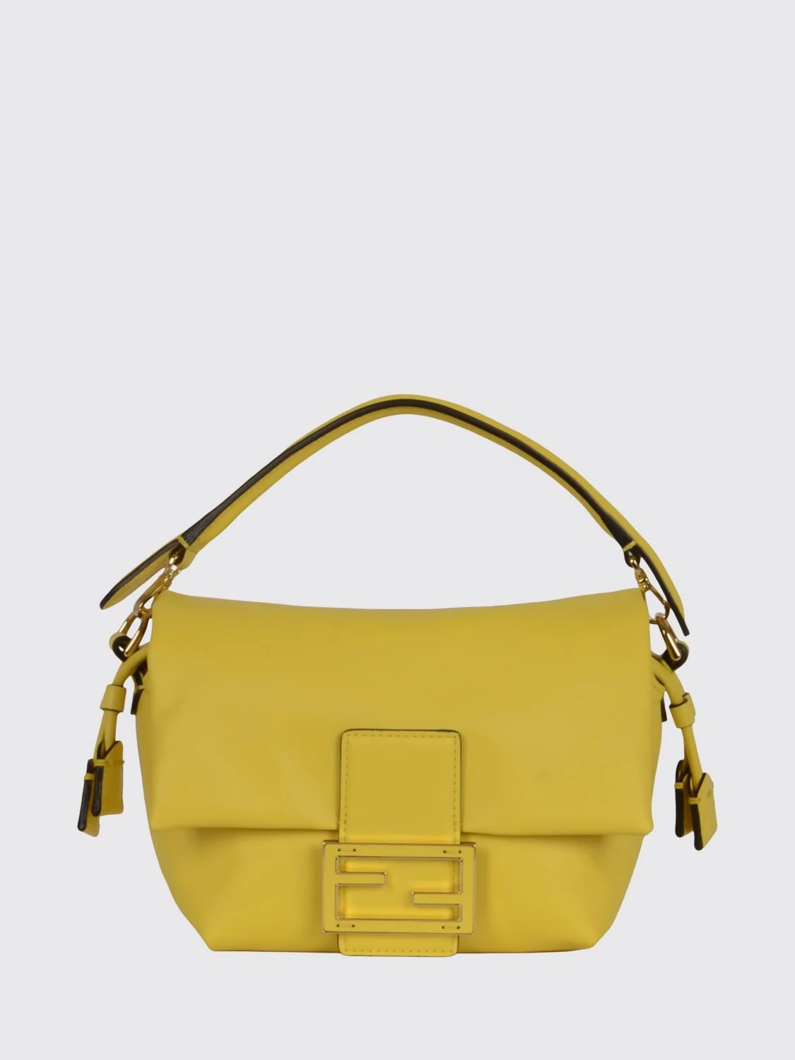 mamma baguette mini lambskin leather bag with ff monogram clasp